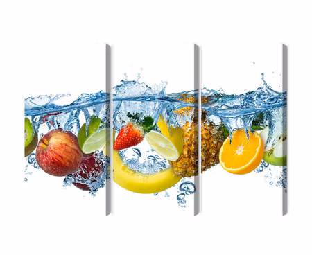 Canvastavla - Multipart Fresh Fruit in the Water