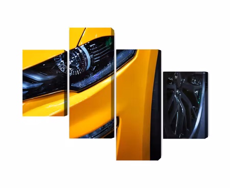 Canvastavla - Multipart Front of a Yellow Sports