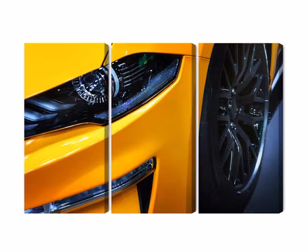 Canvastavla - Multipart Front of a Yellow Sports