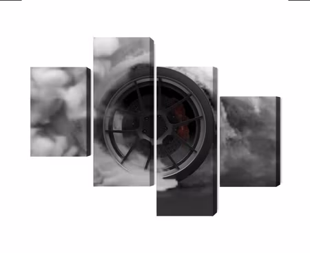 Canvastavla - Multipart Car Wheel in a Cloud of D