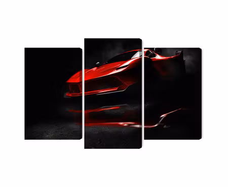 Canvastavla - Multipart Red Sports Car D