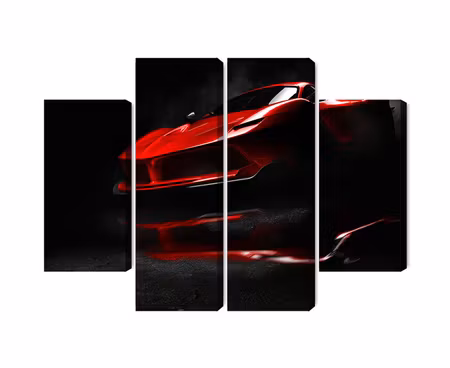 Canvastavla - Multipart Red Sports Car D