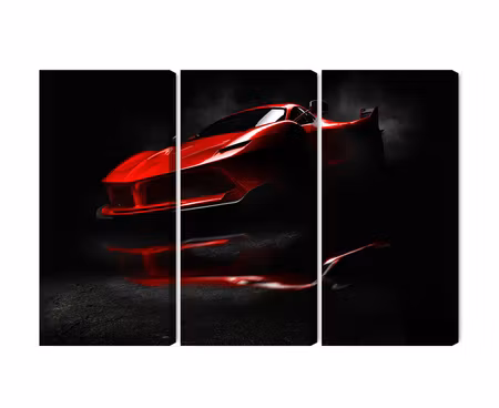 Canvastavla - Multipart Red Sports Car D
