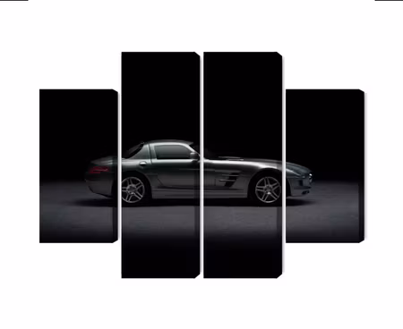 Canvastavla - Multipart Sports Car on a Dark