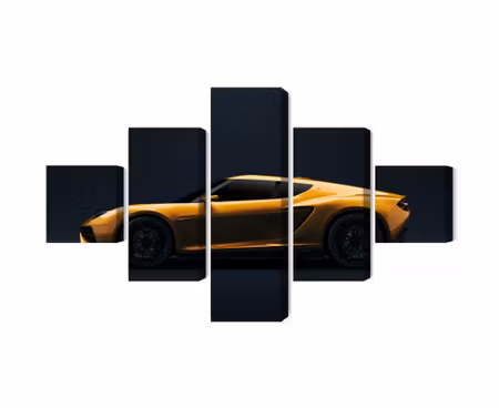 Canvastavla - Multipart Yellow D Sports Car