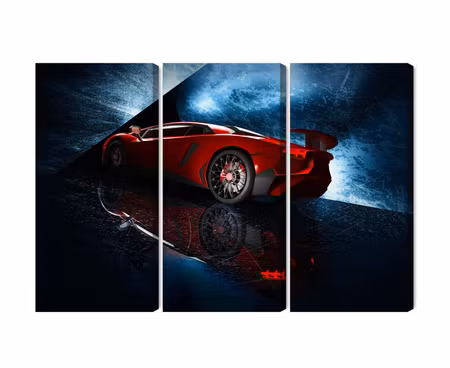 Canvastavla - Multipart Sports Car on an Abstract