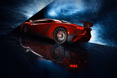 Canvastavla - Multipart Sports Car on an Abstract