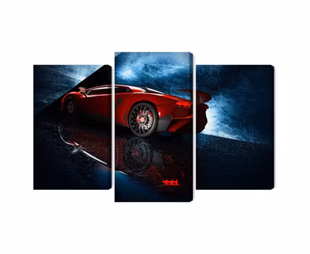 Canvastavla - Multipart Sports Car on an Abstract