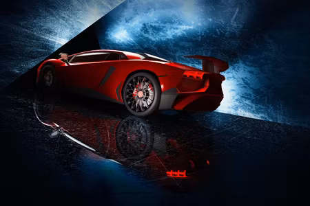 Canvastavla - Multipart Sports Car on an Abstract