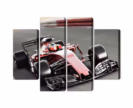 Canvastavla - Multipart Formula Car on the Track