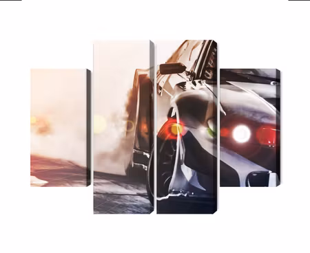 Canvastavla - Multipart Black Drifting D Car