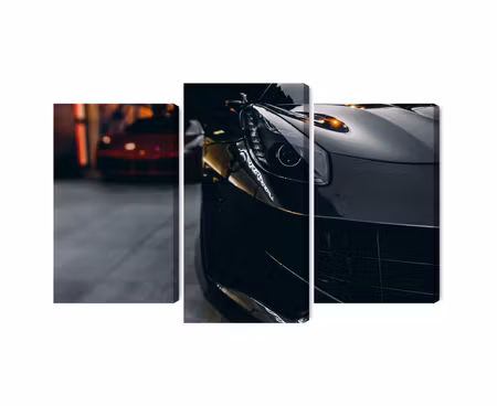Canvastavla - Multipart Front of a Black Sports
