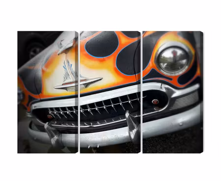 Canvastavla - Multipart Antique Car with Flames