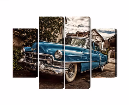 Canvastavla - Multipart a Blue Cadillac Eldorado