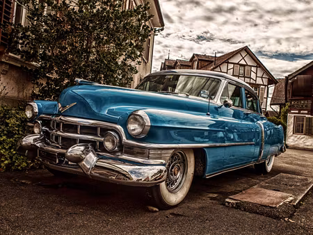 Canvastavla - Multipart a Blue Cadillac Eldorado