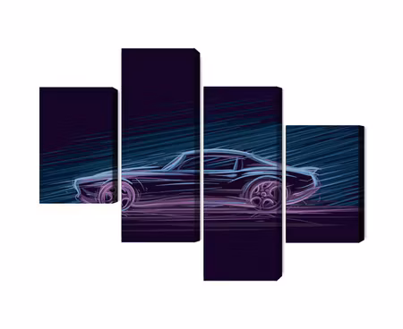 Canvastavla - Multipart Neon Muscle Car