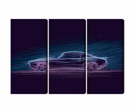 Canvastavla - Multipart Neon Muscle Car