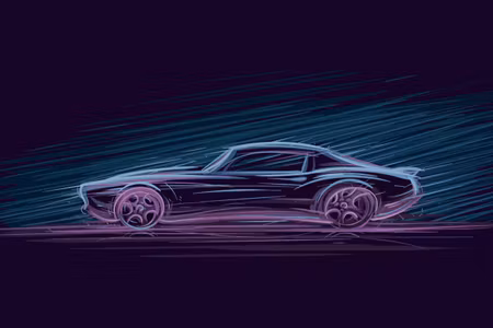Canvastavla - Multipart Neon Muscle Car