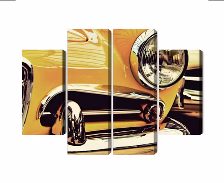 Canvastavla - Multipart the Front of a Vintage Car