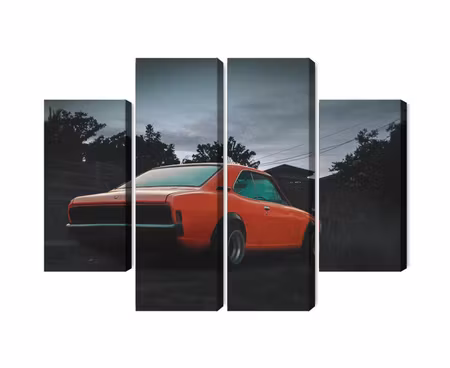 Canvastavla - Multipart Orange Retro Car