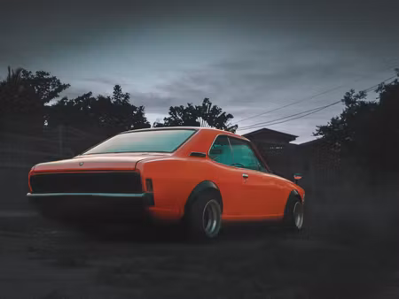 Canvastavla - Multipart Orange Retro Car
