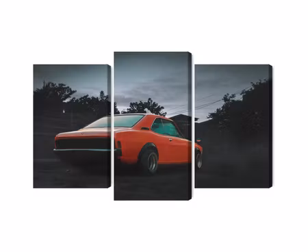 Canvastavla - Multipart Orange Retro Car