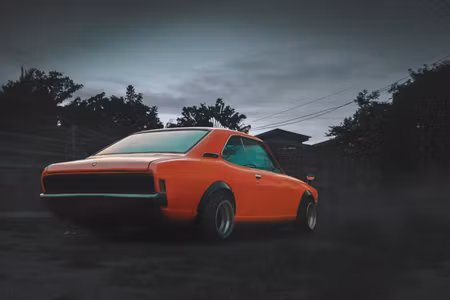 Canvastavla - Multipart Orange Retro Car