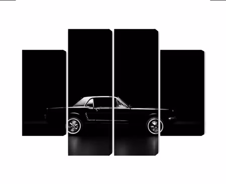 Canvastavla - Multipart Black Retro Car on a Dark