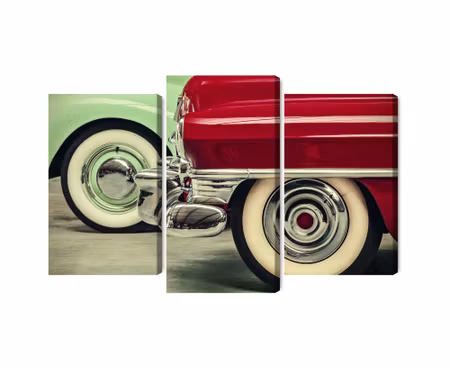 Canvastavla - Multipart Stylish Vintage Car Wheels