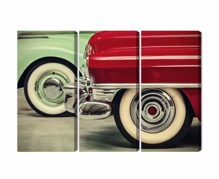 Canvastavla - Multipart Stylish Vintage Car Wheels