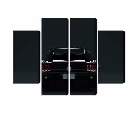 Canvastavla - Multipart Vintage Black Muscle Car
