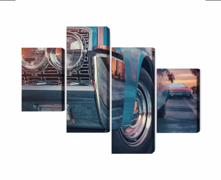 Canvastavla - Multipart Retro Style Cars