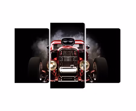 Canvastavla - Multipart Hot Rod Car on a Smoke