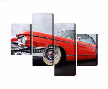 Canvastavla - Multipart a Red Car From the S