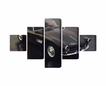 Canvastavla - Multipart Vintage Black Sports Car