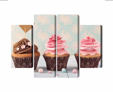 Canvastavla - Multipart Cupcakes with Cream