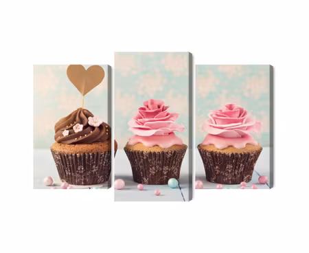 Canvastavla - Multipart Cupcakes with Cream