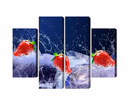 Canvastavla - Multipart Strawberries on Ice