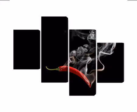 Canvastavla - Multipart Red Chili with Smoke