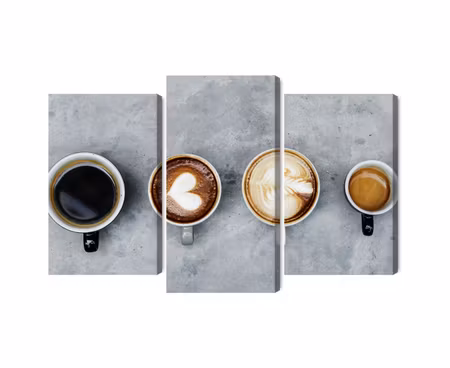 Canvastavla - Multipart Cups with Coffee