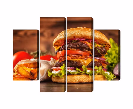 Canvastavla - Multipart Homemade Hamburger