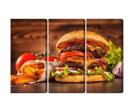 Canvastavla - Multipart Homemade Hamburger