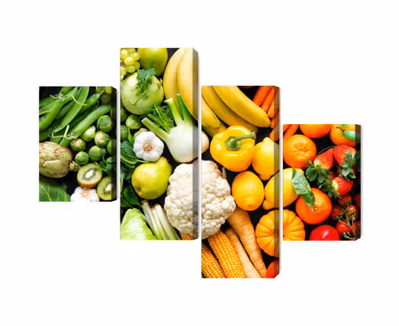 Canvastavla - Multipart Fruits and Vegetables in