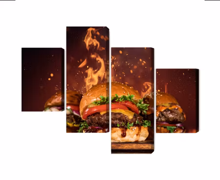 Canvastavla - Multipart Tasty Burgers