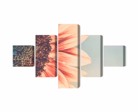Canvastavla - Multipart Blooming Sunflower on a