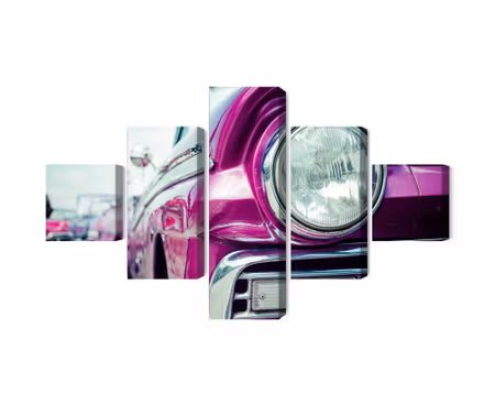 Canvastavla - Multipart Retro Style Car Headlight