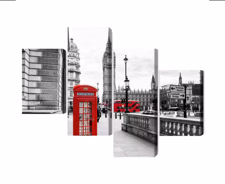 Canvastavla - Multipart London Telephone Booth