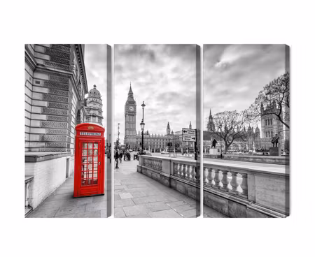 Canvastavla - Multipart Red London Telephone