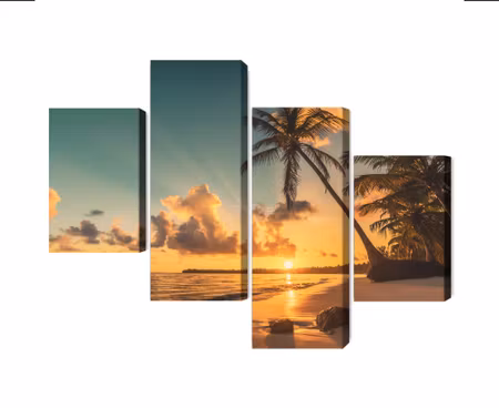Canvastavla - Multipart Sunset on the Dominican