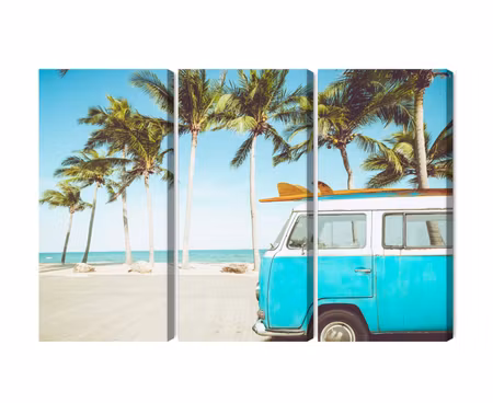 Canvastavla - Multipart Retro Car on the Beach D